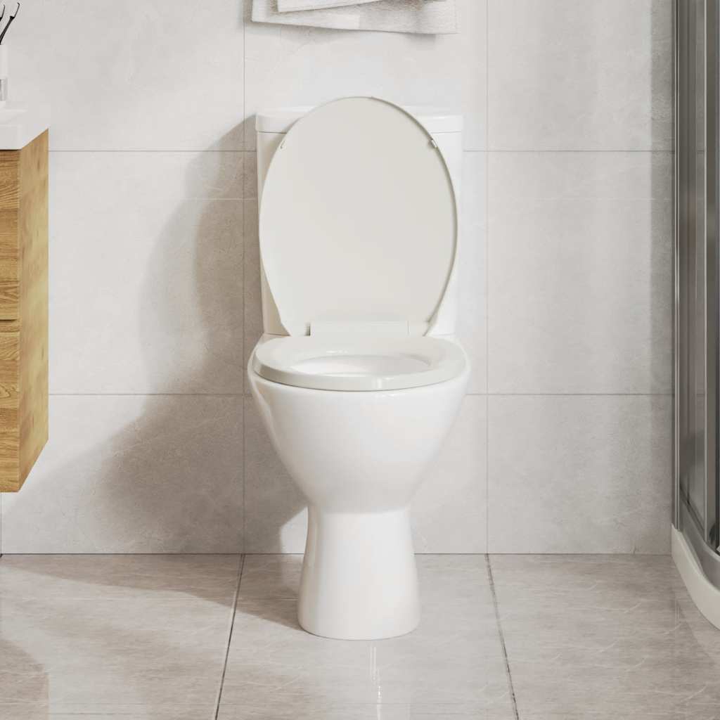 vidaXL Tampo de sanita oval com fecho suave cinzento-claro