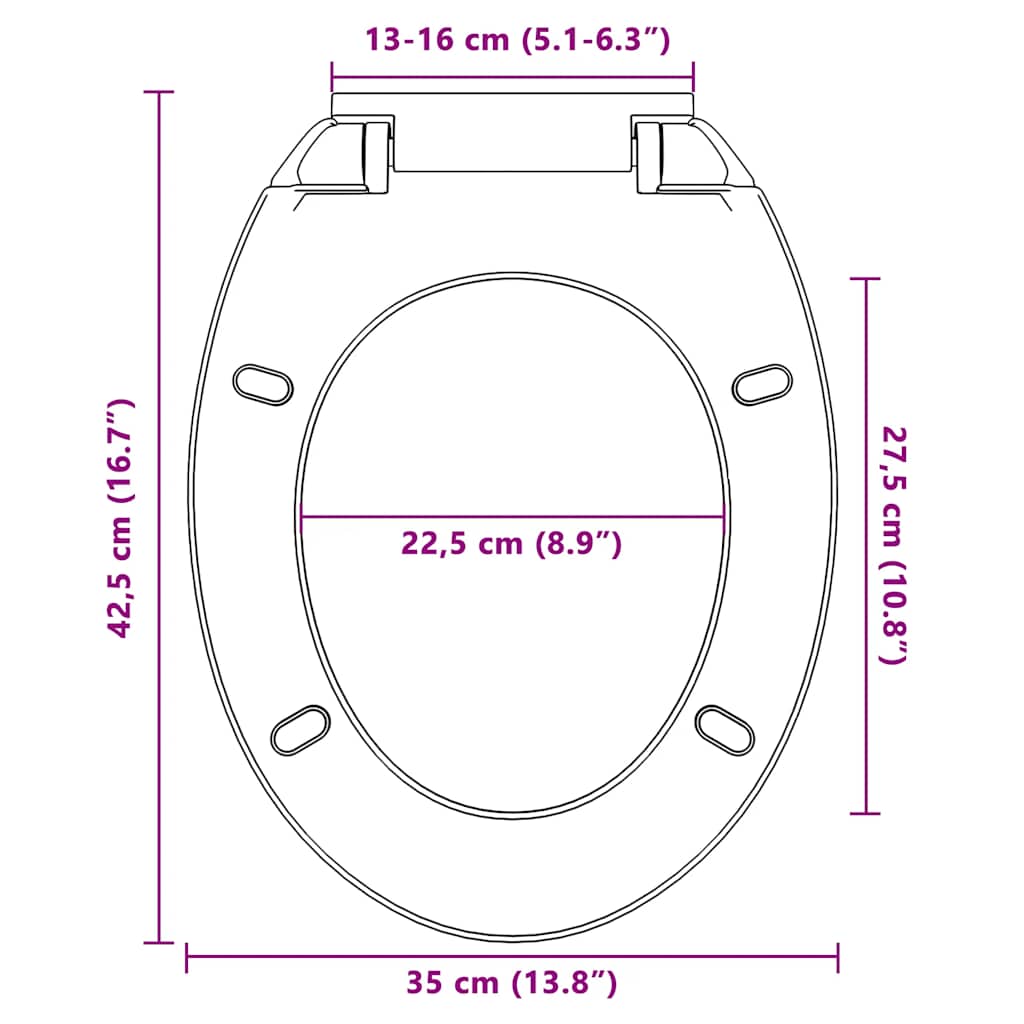 vidaXL Tampo de sanita oval com fecho suave cinzento-claro