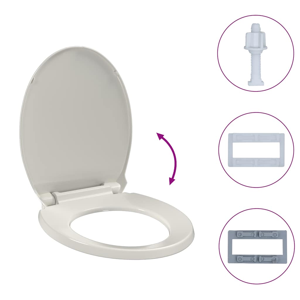 vidaXL Tampo de sanita oval com fecho suave cinzento-claro
