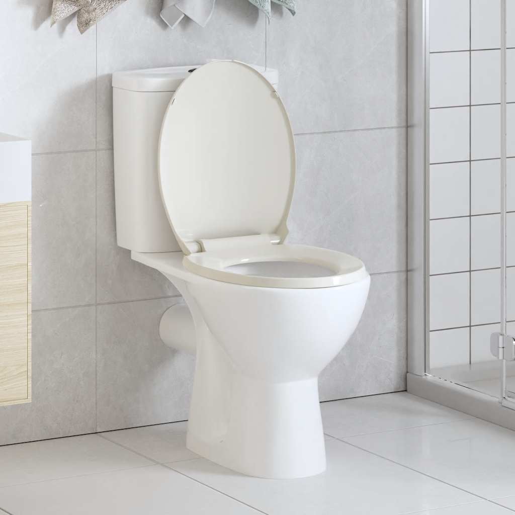 vidaXL Tampo de sanita oval com fecho suave cinzento-claro