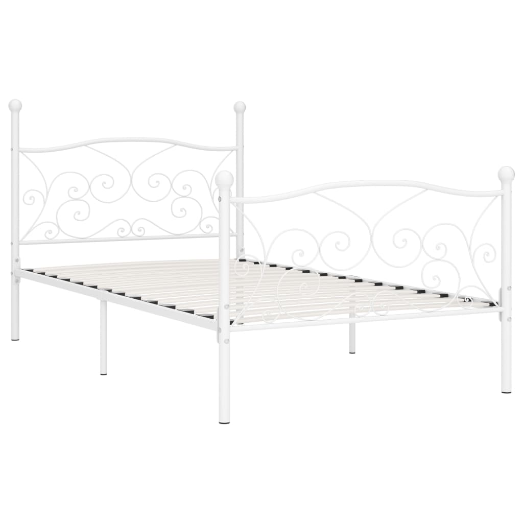 vidaXL Estrutura de cama com estrado de ripas 90x200 cm metal branco