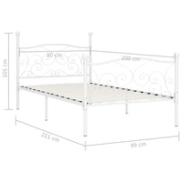 vidaXL Estrutura de cama com estrado de ripas 90x200 cm metal branco