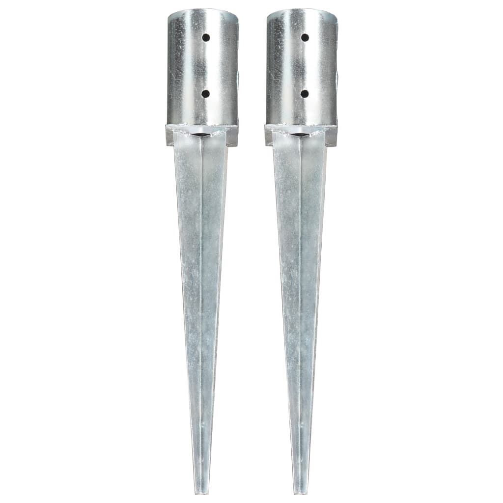 vidaXL Estacas de enterrar 2 pcs 8x61 cm aço galvanizado prateado