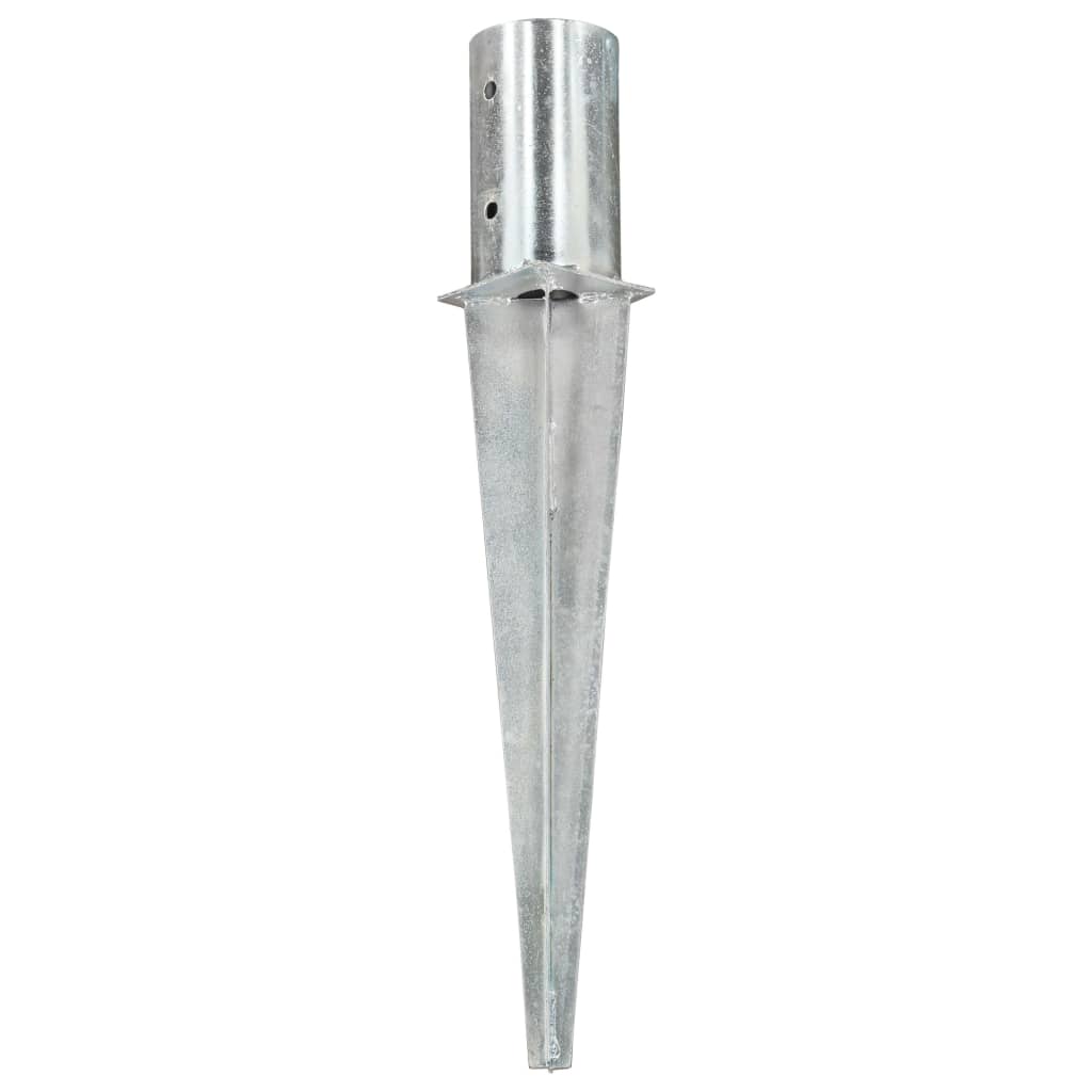 vidaXL Estacas de enterrar 2 pcs 8x61 cm aço galvanizado prateado