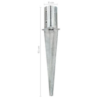 vidaXL Estacas de enterrar 2 pcs 8x61 cm aço galvanizado prateado