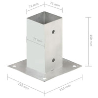 vidaXL Suportes para postes 4 pcs metal galvanizado 71 mm