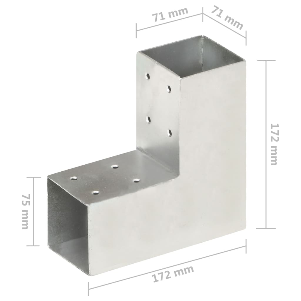 vidaXL Base para poste em forma de L 71x71 mm metal galvanizado
