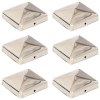 vidaXL Tampas piramidais p/ postes vedação 6pcs aço inoxidável 71x71mm