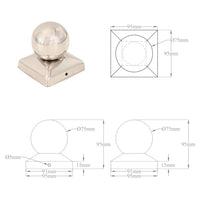 vidaXL Tampas em globo p/ postes vedação 6 pcs aço inoxidável 91x91mm