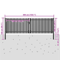 Portão de cerca de jardim em aço 400x100 cm