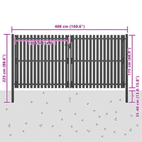Portão de cerca de jardim em aço 400x175 cm