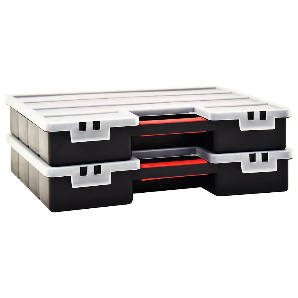 Caixas com divisórias ajustáveis 2 pcs 460x325x80 mm plástico