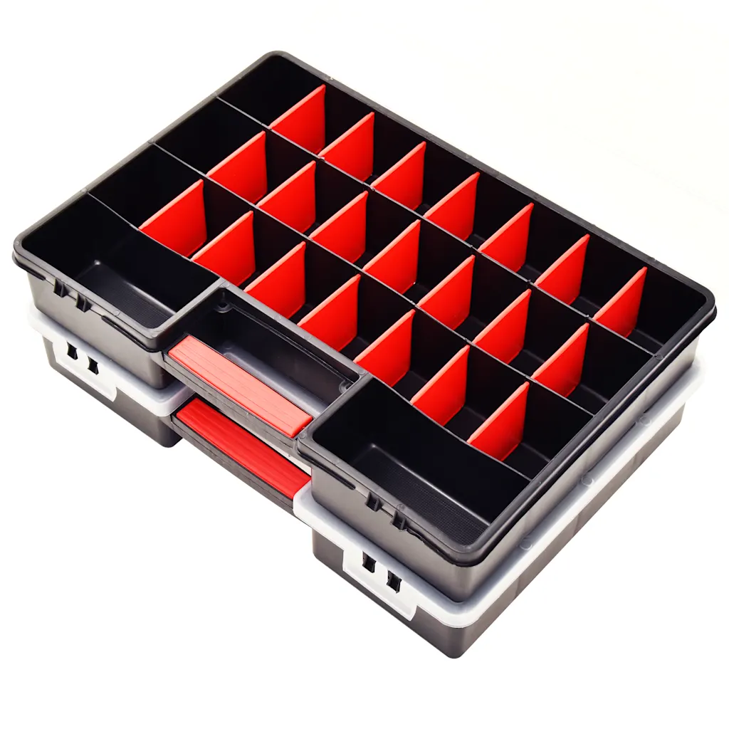 Caixas com divisórias ajustáveis 2 pcs 460x325x80 mm plástico
