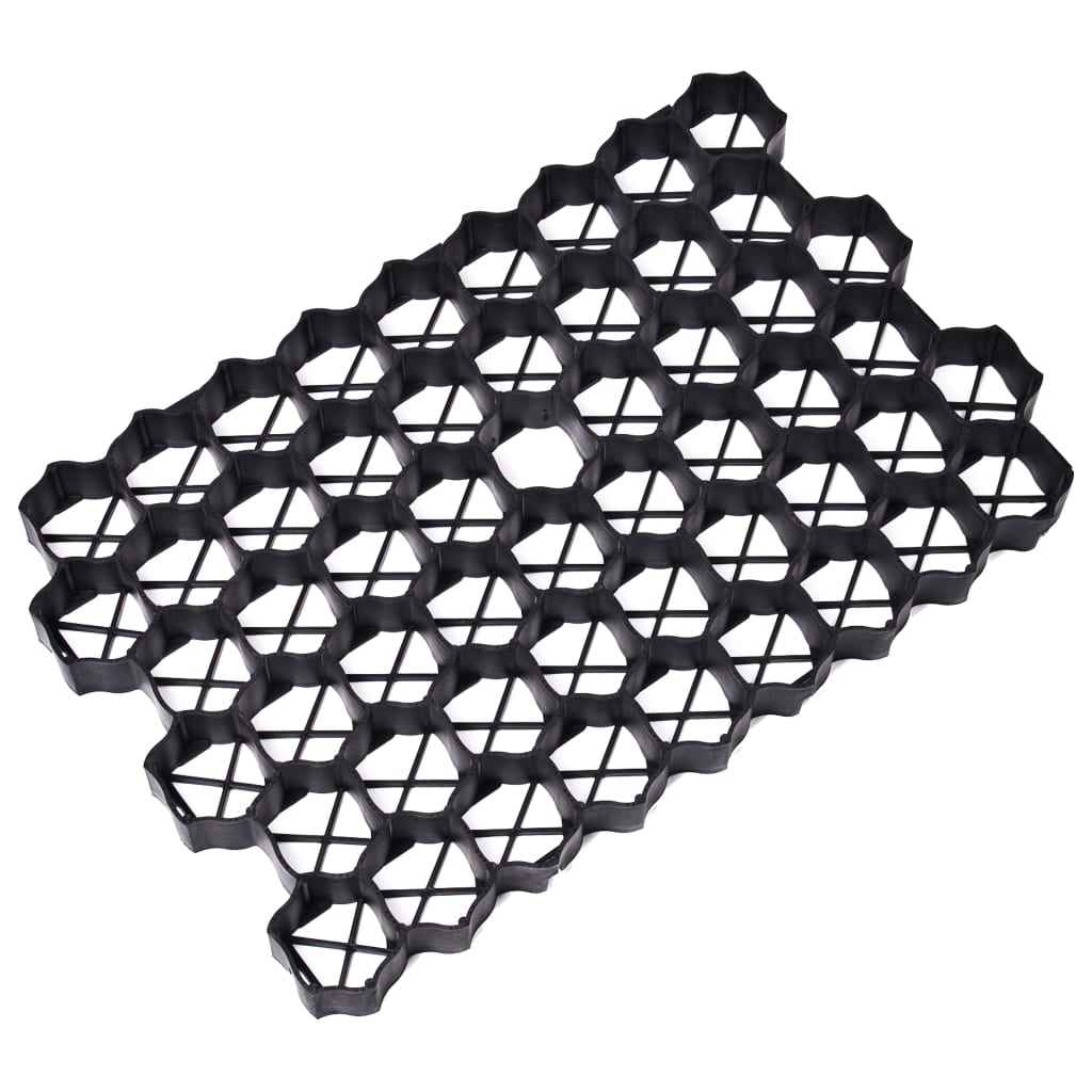 vidaXL Grelhas para relvado 16 pcs 60x40x3 cm plástico preto