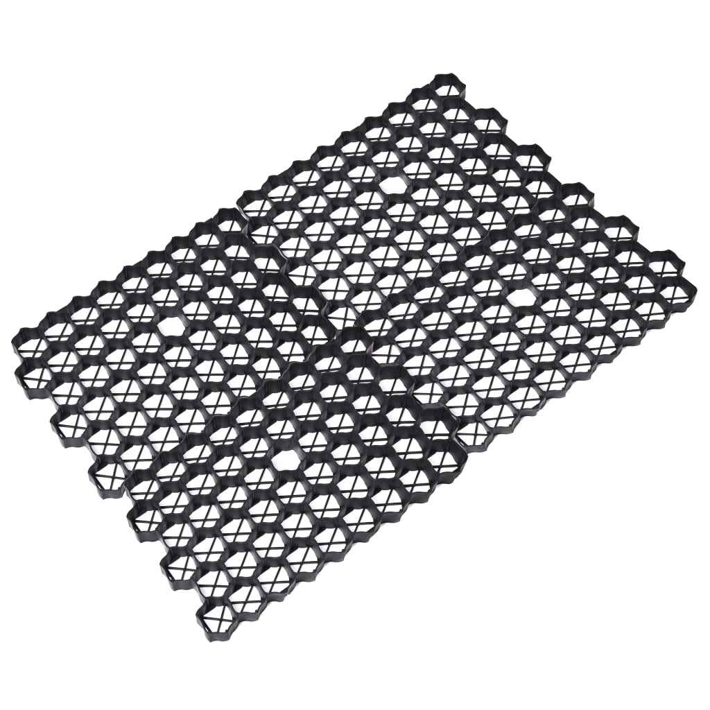 vidaXL Grelhas para relvado 16 pcs 60x40x3 cm plástico preto