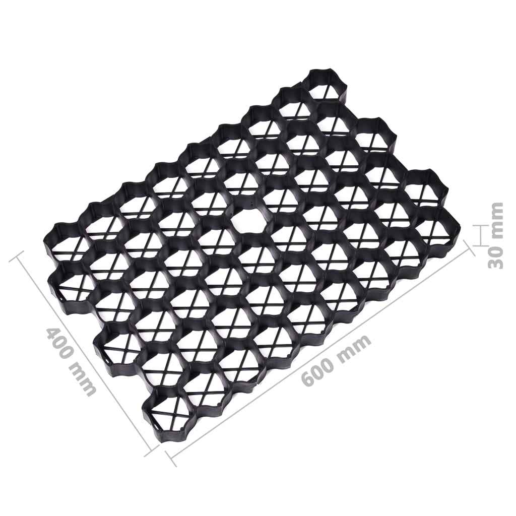 vidaXL Grelhas para relvado 16 pcs 60x40x3 cm plástico preto