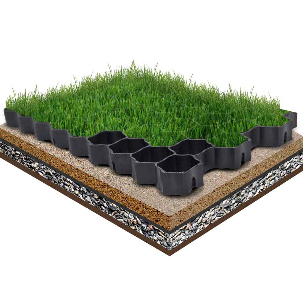 vidaXL Grelhas para relvado 16 pcs 60x40x3 cm plástico preto
