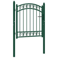 vidaXL Portão para cerca com topo arqueado 100x100 cm aço verde