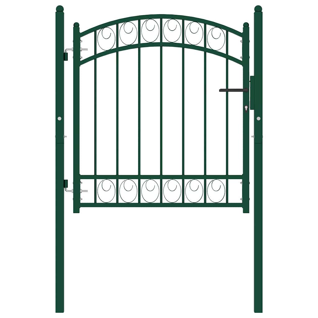 vidaXL Portão para cerca com topo arqueado 100x100 cm aço verde