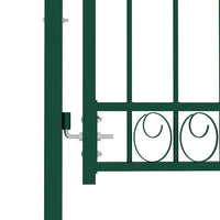 vidaXL Portão para cerca com topo arqueado 100x100 cm aço verde