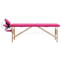 vidaXL Mesa de massagens dobrável 2 zonas madeira rosa