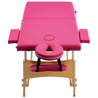 vidaXL Mesa de massagens dobrável 2 zonas madeira rosa