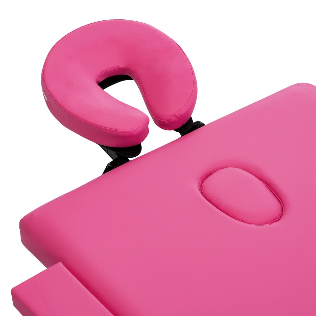 vidaXL Mesa de massagens dobrável 2 zonas madeira rosa
