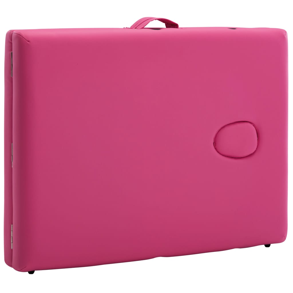 vidaXL Mesa de massagens dobrável 2 zonas madeira rosa