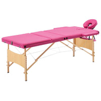 vidaXL Mesa de massagens dobrável 3 zonas madeira rosa