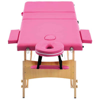 vidaXL Mesa de massagens dobrável 3 zonas madeira rosa