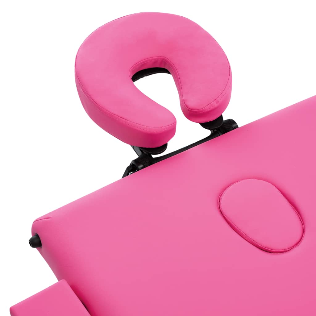 vidaXL Mesa de massagens dobrável 3 zonas madeira rosa