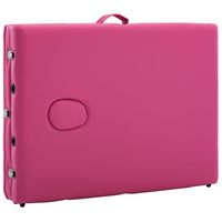 vidaXL Mesa de massagens dobrável 3 zonas madeira rosa