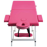 vidaXL Mesa de massagens dobrável 2 zonas alumínio rosa