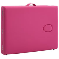vidaXL Mesa de massagens dobrável 2 zonas alumínio rosa