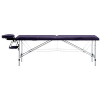 vidaXL Mesa de massagens dobrável 2 zonas alumínio roxo