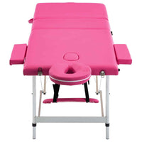 vidaXL Mesa de massagens dobrável 3 zonas alumínio rosa