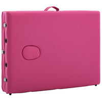 vidaXL Mesa de massagens dobrável 3 zonas alumínio rosa