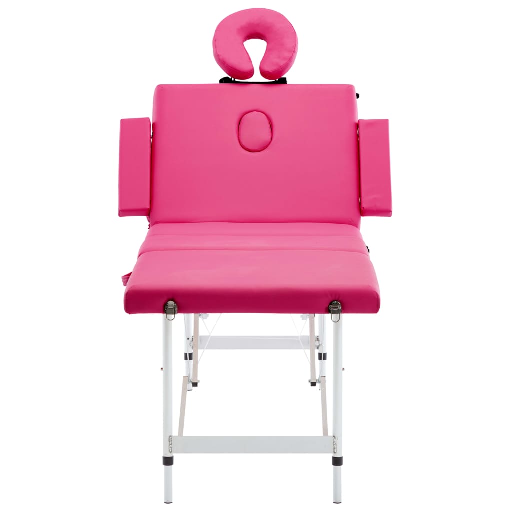 vidaXL Mesa de massagem dobrável 4 zonas alumínio preto e branco