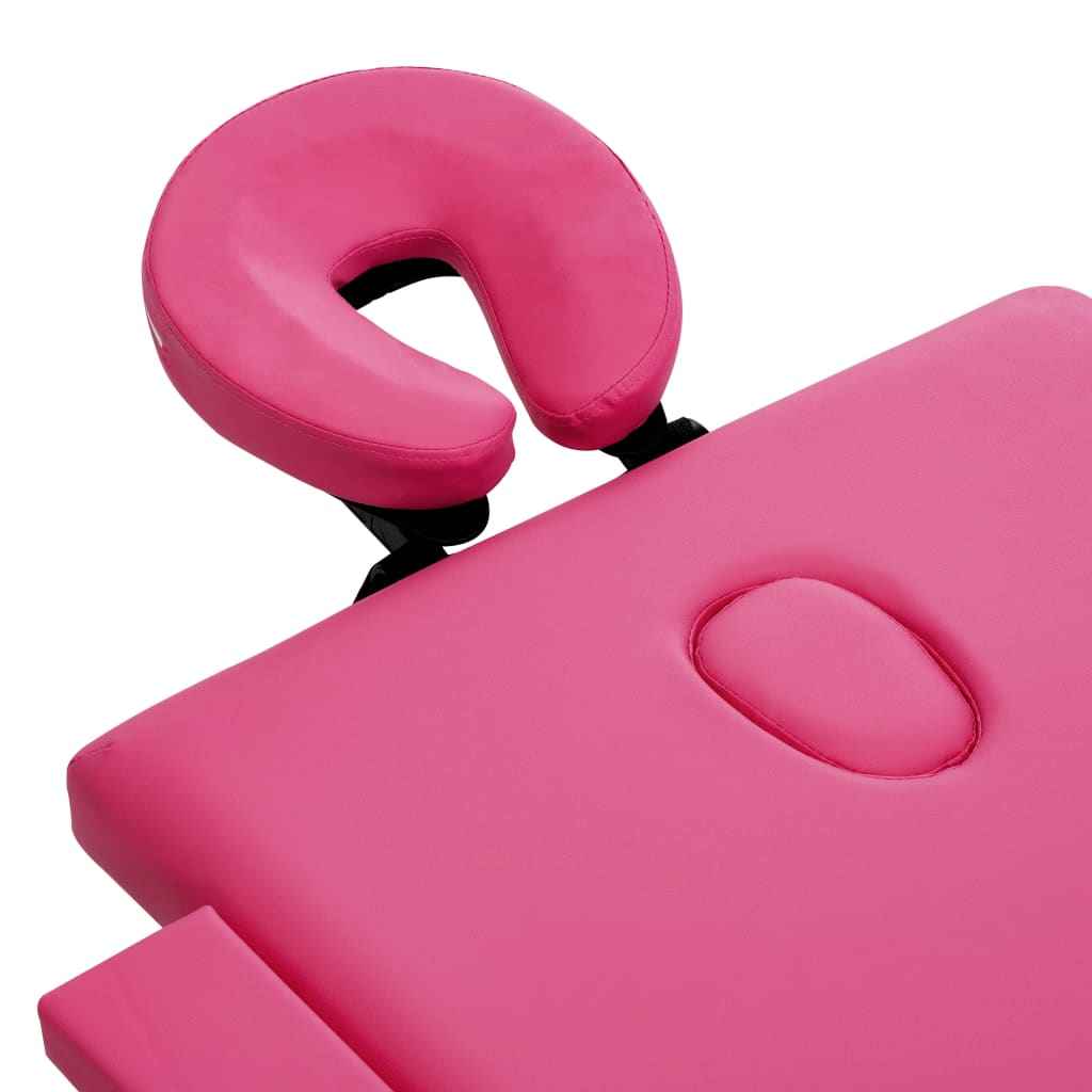 vidaXL Mesa de massagens dobrável 4 zonas alumínio rosa