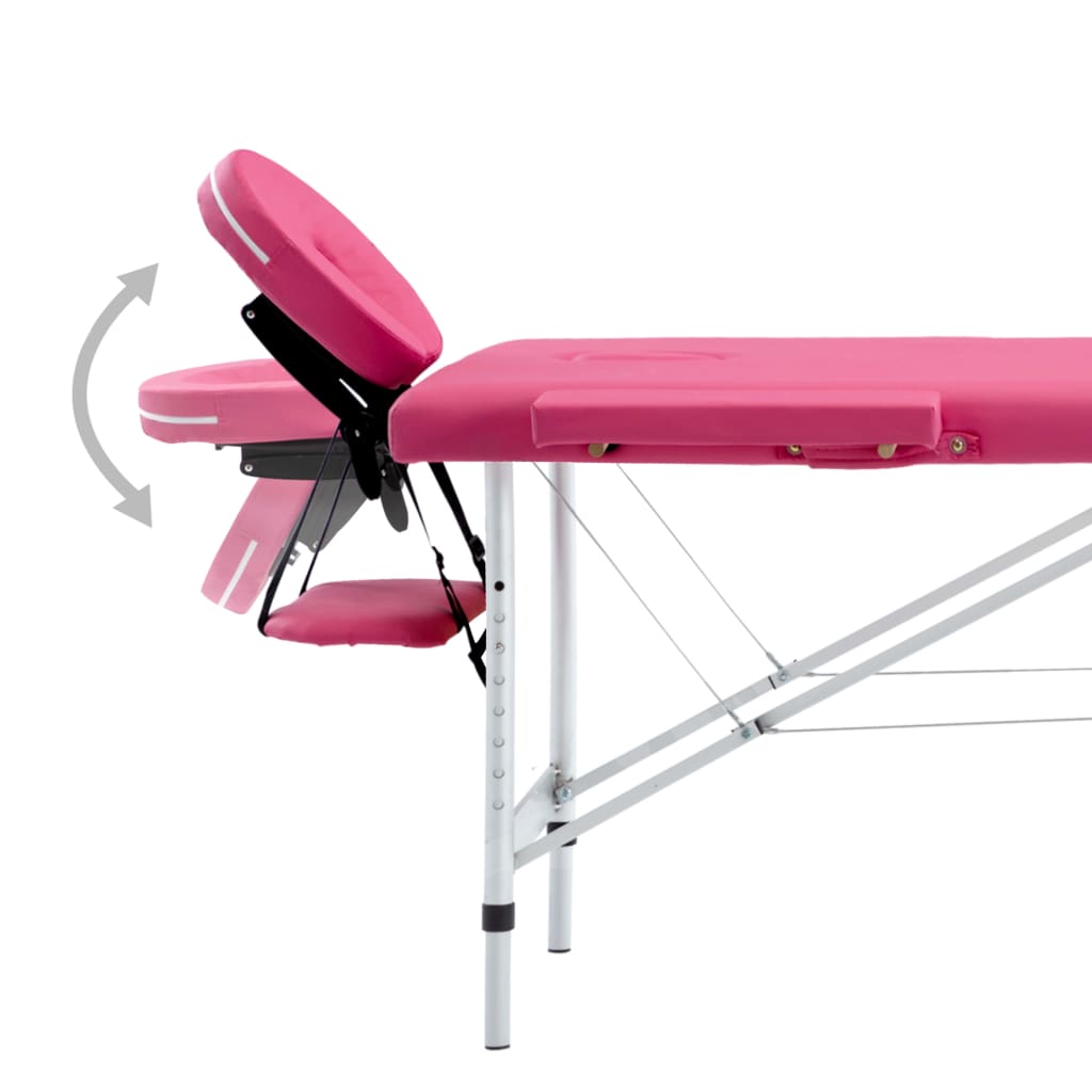 vidaXL Mesa de massagem dobrável 4 zonas alumínio preto e branco