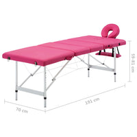 vidaXL Mesa de massagem dobrável 4 zonas alumínio preto e branco