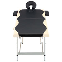 vidaXL Mesa de massagem dobrável 2 zonas alumínio preto e bege