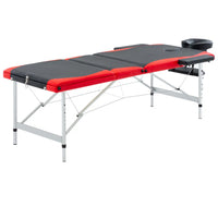 Mesa de massagem dobrável 3 zonas alumínio  e vermelho