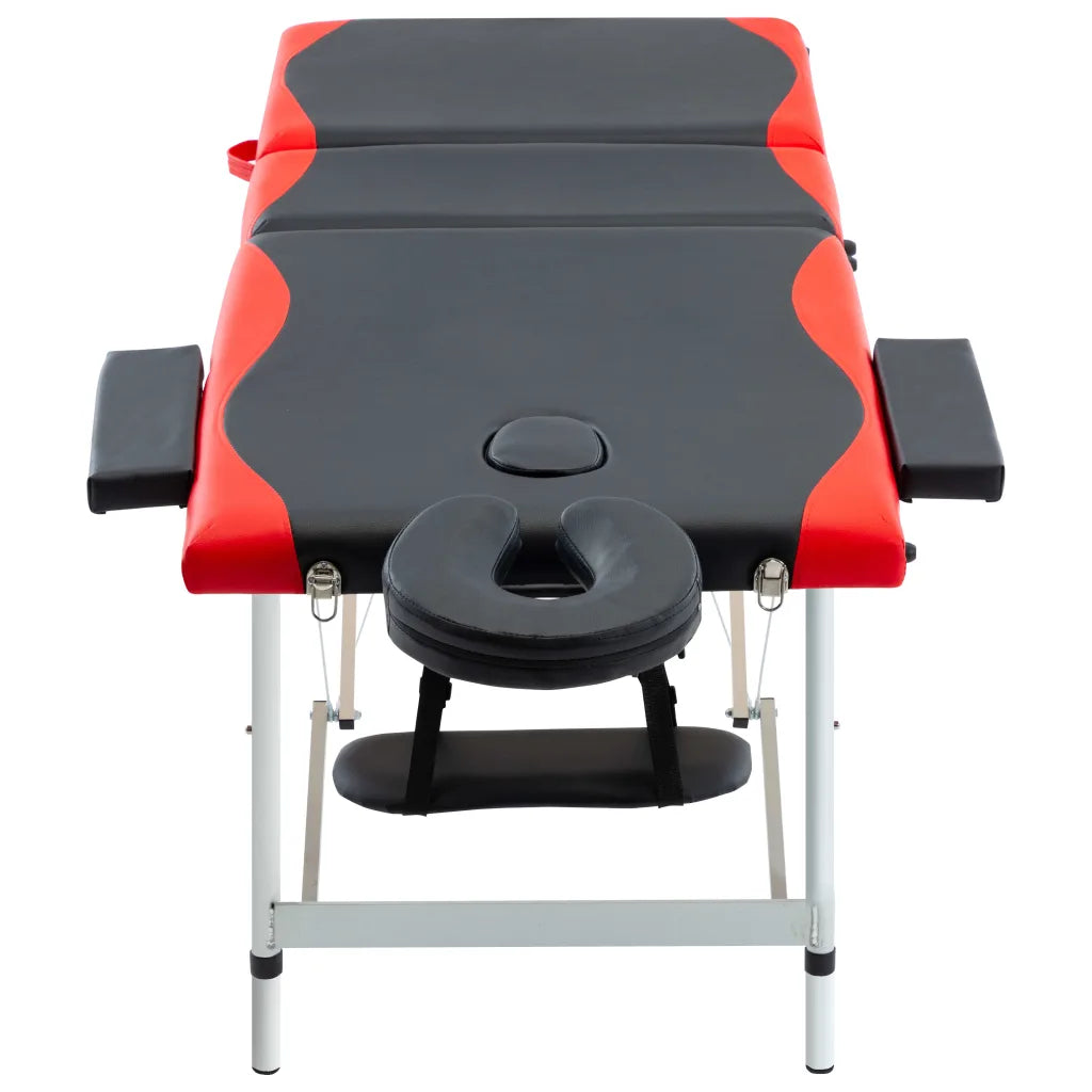 Mesa de massagem dobrável 3 zonas alumínio  e vermelho