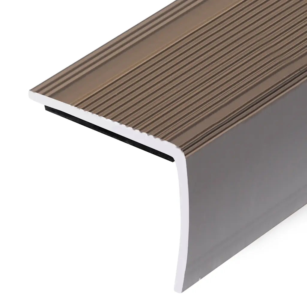 Perfil p/ escada em forma de L 5 pcs alumínio 90 cm castanho