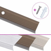 Perfil p/ escada em forma de L 5 pcs alumínio 90 cm castanho