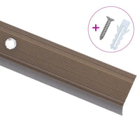 Perfil p/ escada em forma de L 5 pcs alumínio 90 cm castanho