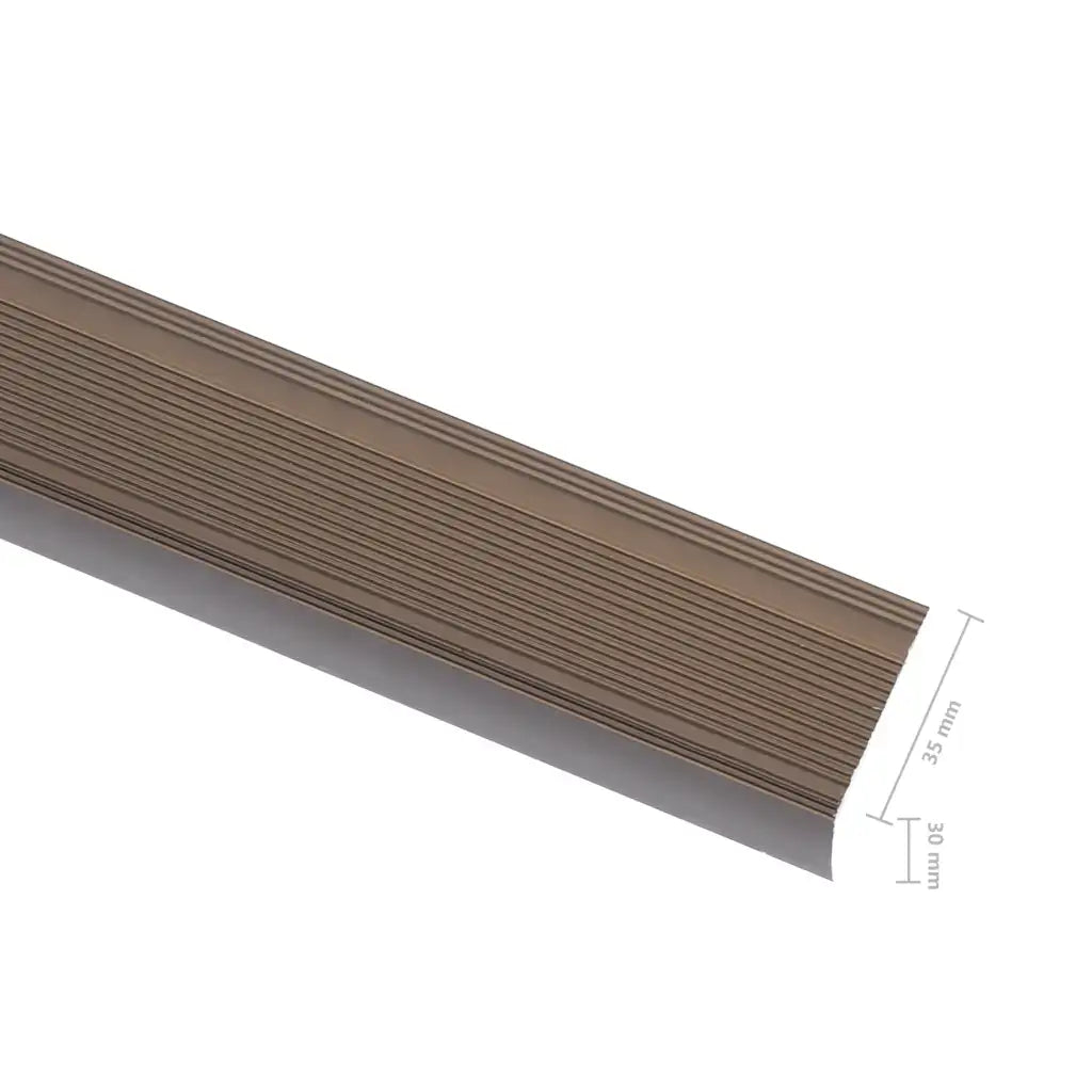 Perfil p/ escada em forma de L 15 pcs alumínio 90 cm castanho