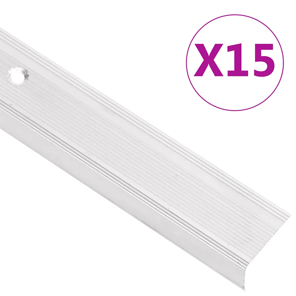 Perfil p/ escada em forma de L 15 pcs alumínio 100 cm