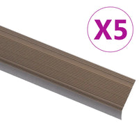 Perfil p/ escada em forma de L 5 pcs alumínio 100 cm castanho